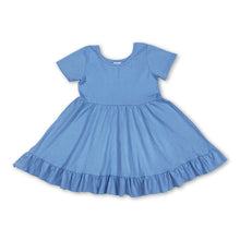 Load image into Gallery viewer, Light blue short sleeves ruffle summer girls dresses
