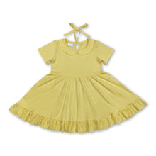 Load image into Gallery viewer, Yellow short sleeves ruffle summer girls dresses