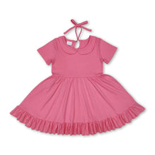 Load image into Gallery viewer, Pink short sleeves ruffle summer girls dresses