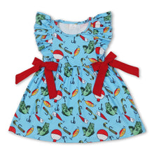 Load image into Gallery viewer, Red bow ruffle fishing baby girls summer dresses