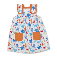 Load image into Gallery viewer, Sleeveless seahorse octopus pockets baby girls dresses