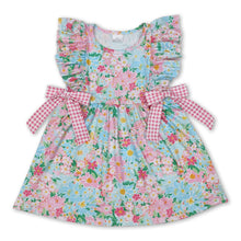 Load image into Gallery viewer, Sleeveless floral pink plaid bow baby girls summer dress