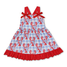 Load image into Gallery viewer, Red bow straps crawfish plaid baby girls summer dress