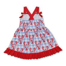 Load image into Gallery viewer, Red bow straps crawfish plaid baby girls summer dress