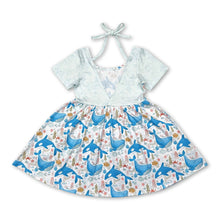 Load image into Gallery viewer, Short sleeves dolphin seaweed kids girls summer dress
