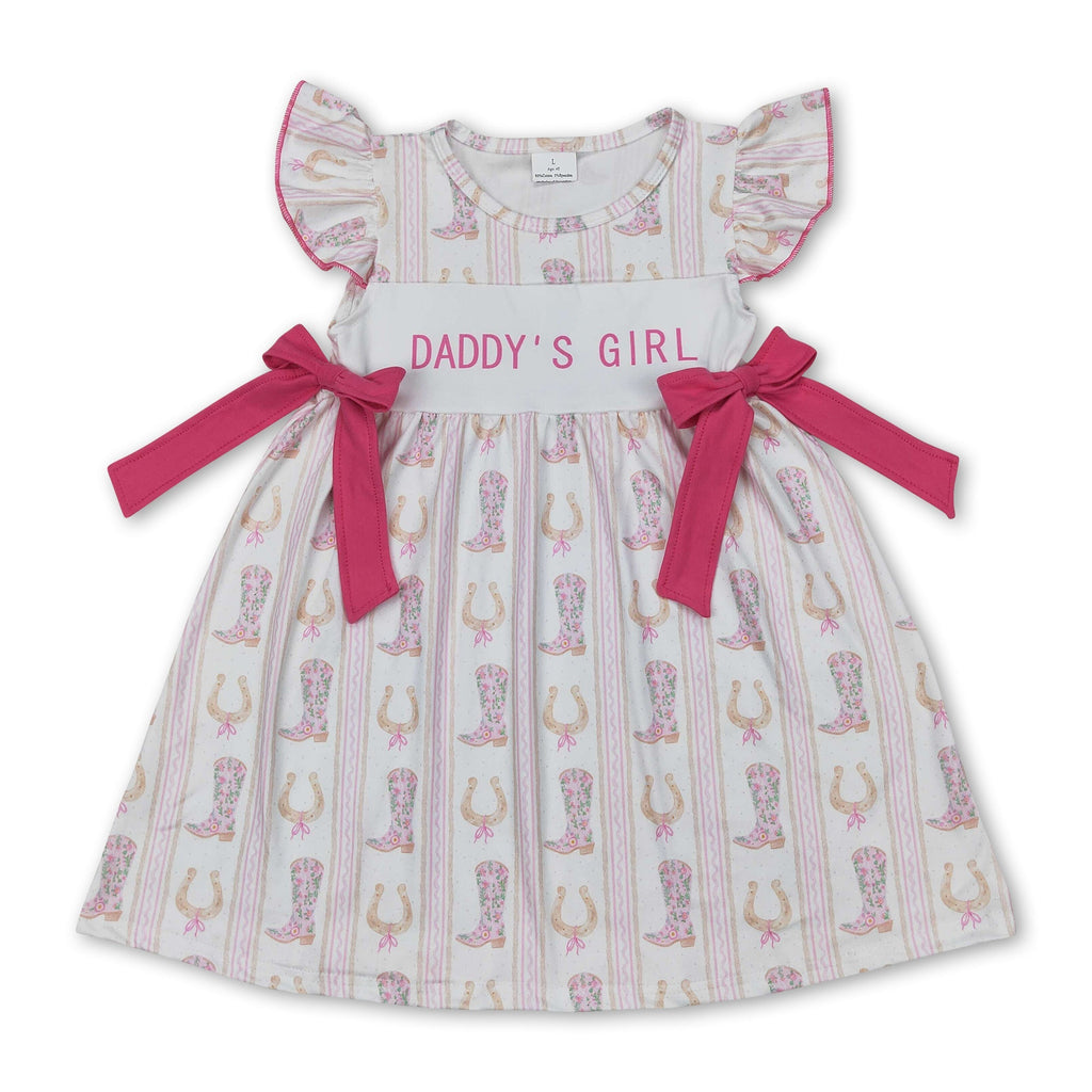 Flutter sleeves daddy's girl boots western kids dresses