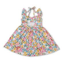 Load image into Gallery viewer, Flutter sleeves yellow floral backless kids girls dresses