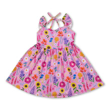Load image into Gallery viewer, Flutter sleeves pink floral backless kids girls dresses