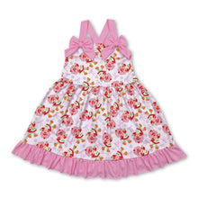 Load image into Gallery viewer, Pink straps strawberry bow baby girls dresses