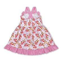 Load image into Gallery viewer, Pink straps strawberry bow baby girls dresses