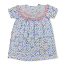Load image into Gallery viewer, Short sleeves daddy's girl floral bow kids girls dresses