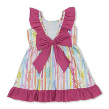 Load image into Gallery viewer, Sleeveless colorful stripe bows ruffle baby girls dresses