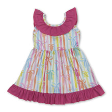 Load image into Gallery viewer, Sleeveless colorful stripe bows ruffle baby girls dresses