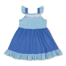 Load image into Gallery viewer, Flutter sleeves solid light blue ruffle princess girls dress