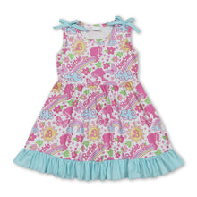 Load image into Gallery viewer, Sleeveless rainbow floral butterfly party girls dresses