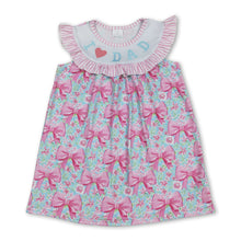 Load image into Gallery viewer, I love dad pink floral bow kids girls dresses