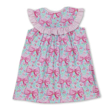 Load image into Gallery viewer, I love dad pink floral bow kids girls dresses