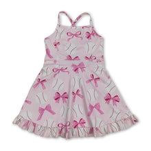Load image into Gallery viewer, Straps pink bow baseball girls summer athletic dress