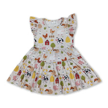 Load image into Gallery viewer, Flutter sleeves patchwork pig chicken girls farm dress