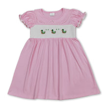 Load image into Gallery viewer, Pink short sleeves duck kids girls summer dresses