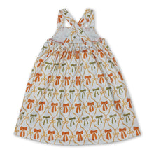 Load image into Gallery viewer, Straps orange bows stripe pockets girls fall dresses