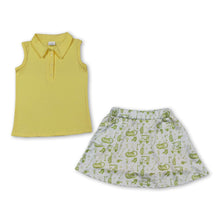 Load image into Gallery viewer, Yellow sleeveless polo shirt golf skirt girls clothing