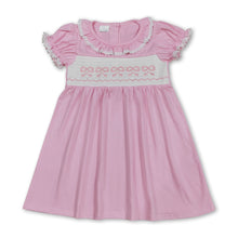 Load image into Gallery viewer, Pink short sleeves bow baby girls summer dresses