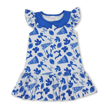 Load image into Gallery viewer, Flutter sleeves blue bow football go team kids girls dresses