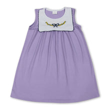 Load image into Gallery viewer, purple green bows print sleeveless girl dress