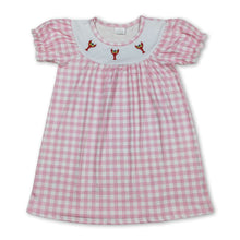 Load image into Gallery viewer, pink plaid crab short sleeve girl dress