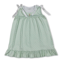 Load image into Gallery viewer, Sleeveless green polka cross kids girls Easter dress