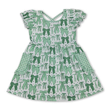 Load image into Gallery viewer, Short sleeves green bow girls St Patrick's dresses