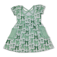 Load image into Gallery viewer, Short sleeves green bow girls St Patrick's dresses