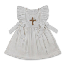 Load image into Gallery viewer, Flutter sleeves cross kids girls Easter dresses