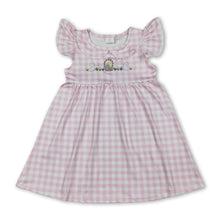 Load image into Gallery viewer, Flutter sleeves pink plaid rabbit egg girls Easter dresses