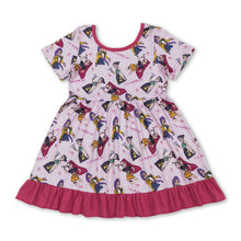 Load image into Gallery viewer, Pink short sleeves music kids girls ruffle dresses