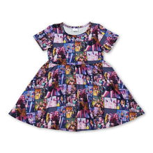Load image into Gallery viewer, Short sleeves purple patchwork group girls dresses