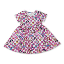 Load image into Gallery viewer, Pink plaid short sleeves candy music kids girls dresses