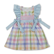 Load image into Gallery viewer, I love mama embroidery colorful plaid kids girls dresses