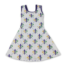 Load image into Gallery viewer, Purple green yellow sleeveless girls Mardi Gras athletic dress