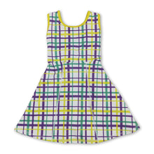 Load image into Gallery viewer, Yellow green purple plaid girls Mardi Gras athletic dress