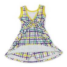 Load image into Gallery viewer, Yellow green purple plaid girls Mardi Gras athletic dress