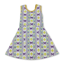 Load image into Gallery viewer, Sleeveless purple bow baby girls Mardi Gras athletic dress