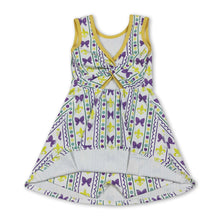 Load image into Gallery viewer, Sleeveless purple bow baby girls Mardi Gras athletic dress