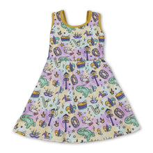Load image into Gallery viewer, Sleeveless tie dye kids girls Mardi Gras athletic dress