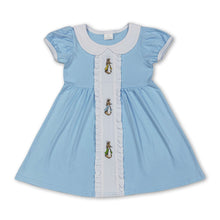 Load image into Gallery viewer, Light blue short sleeves rabbit embroidery boys Easter dress