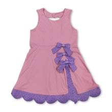 Load image into Gallery viewer, Sleeveless floral bow pink kids girls summer athletic dress