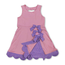 Load image into Gallery viewer, Sleeveless floral bow pink kids girls summer athletic dress