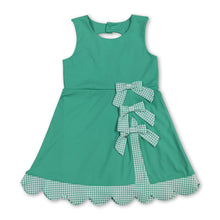 Load image into Gallery viewer, Sleeveless plaid bow green kids girls summer athletic dress
