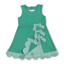 Load image into Gallery viewer, Sleeveless plaid bow green kids girls summer athletic dress